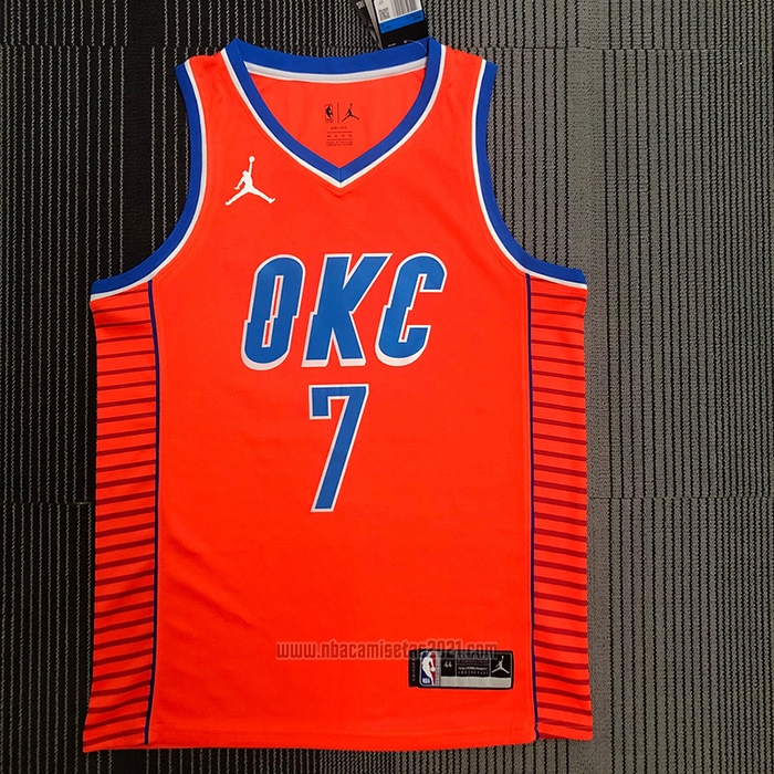 Camiseta Oklahoma City Thunder Darius Bazley #7 Statement 2021 Naranja